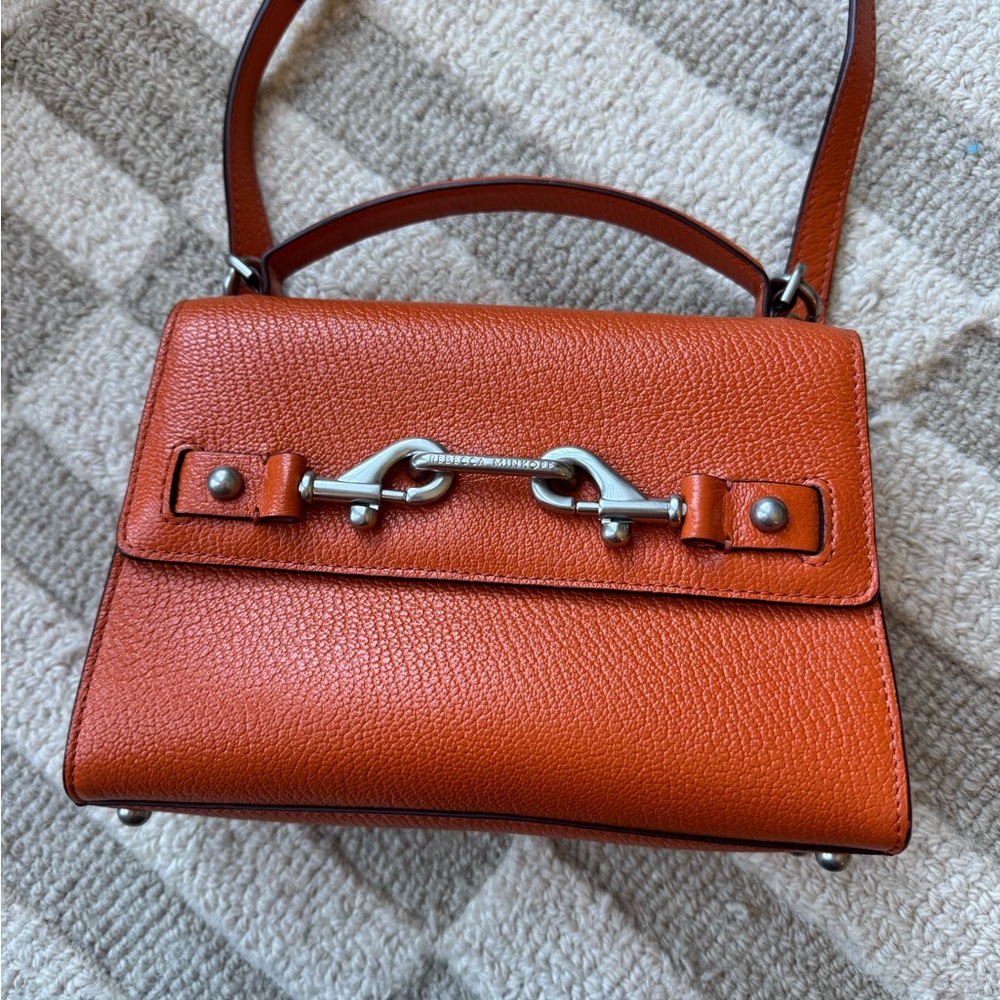 Rebecca Minkoff Lou Leather Top Handle Bag in Orange